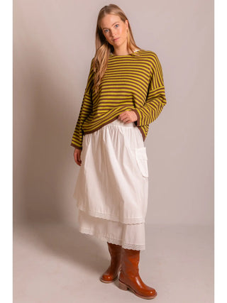 Mazel Striped T-Body Sweater - Chocolate/Matcha