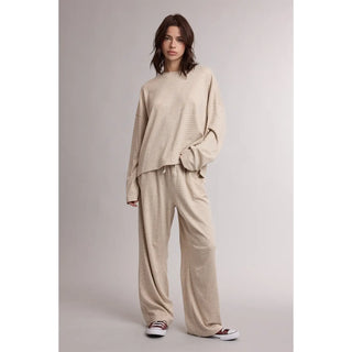 Harper Striped Knit Set - Taupe & Cream
