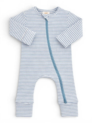 Dusty Blue Stripe Ribbed 2-Way Romper