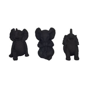 Stone Look Yoga Elephant Decor - Antique Black