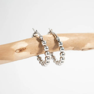 Circle Ball Hoop Silver Earrings 18k PVD