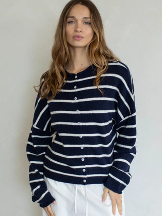 Striped Piper Cardigan - Midnight