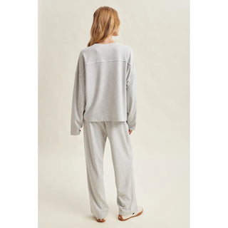 Harper Striped Knit Set - Heather Grey & Cream
