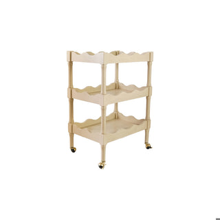 Wood Scalloped 3-Tier Bar Cart - Natural