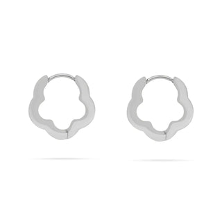 Flower Huggie Earrings - Silver 18k PVD