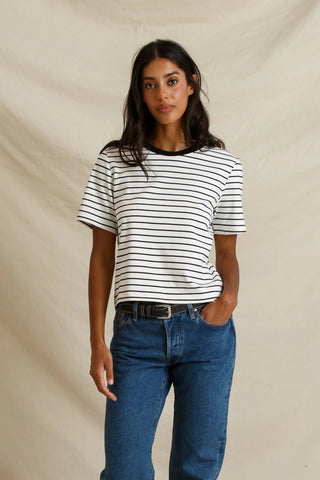 Atlas Pureform SS Crew Tee - White/Black Stripe // Perfect White Tee