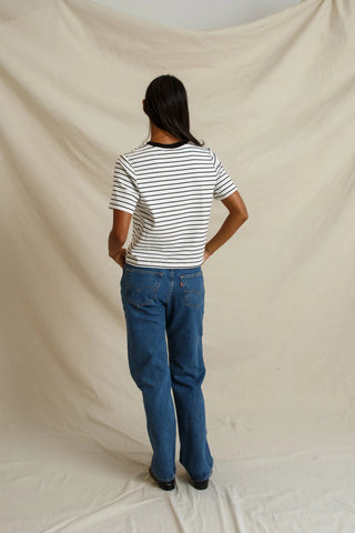 Atlas Pureform SS Crew Tee - White/Black Stripe // Perfect White Tee