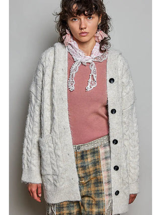 Cynthia Soft Cable Knit Hooded Cardigan - Cream