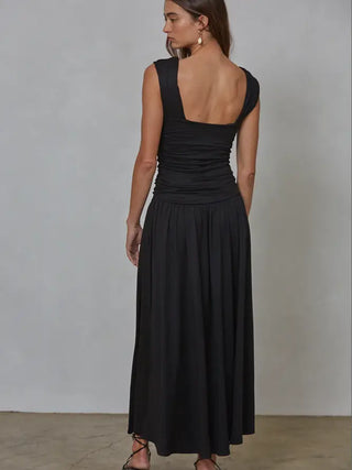 Valentina Knit Ruched Sleeveless Dress - Black