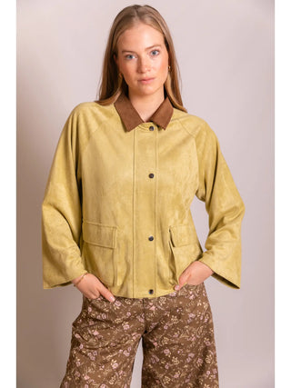 Kelly Corduroy Collar Suede Jacket