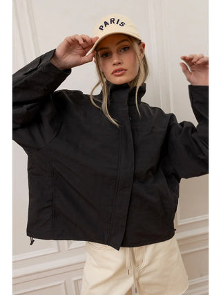 Kesha Lightweight Mesh Windbreaker Jacket - Black