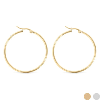Round Tube Hoop Earrings - 25mm Gold 18k PVD