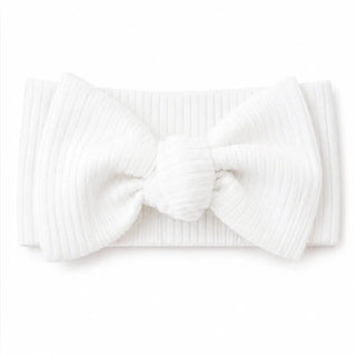 White Ribbed Bow  - 0-6 months