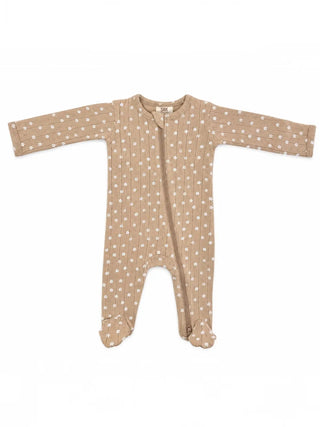 Almond Bloom Organic Pointelle 2-Way Zip Footie