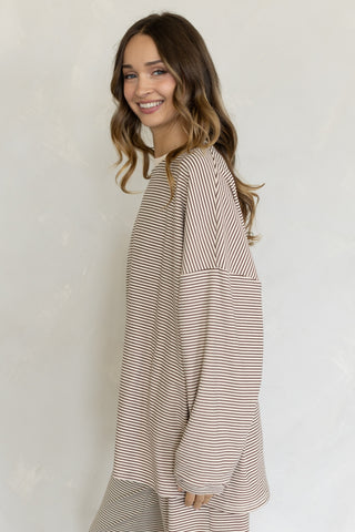 Levi Long Sleeve Stripe Top - Almond