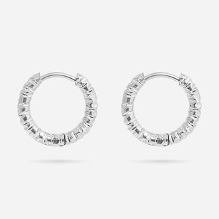 Textured Huggie Hoop - Silver PVD