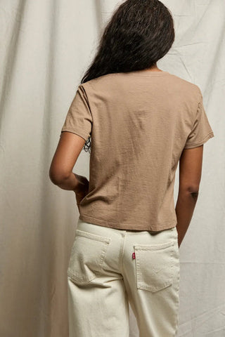 Beckett Jersey SS V-Neck Tee - Mocha // Perfect White Tee
