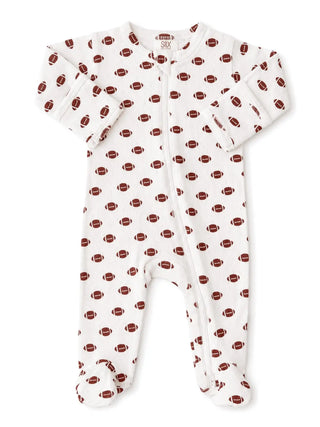 Football Organic Pointelle 2-Way Zip Footie