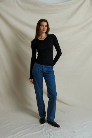 Bianca Micro Modal Cashmere Long Sleeve - True Black // Perfect White Tee
