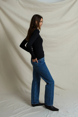 Bianca Micro Modal Cashmere Long Sleeve - True Black // Perfect White Tee