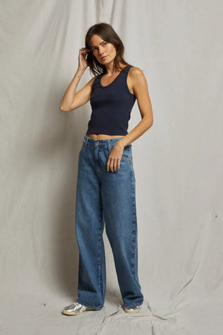 Blondie Structured Rib Bra Friendly Tank - Navy // Perfect White Tee