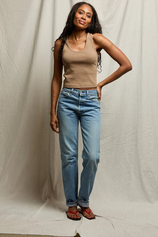 Blondie Structured Rib Bra Friendly Tank - Mocha // Perfect White Tee