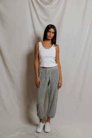 Gogo Loop Terry Jogger - Heather Grey // Perfect White Tee