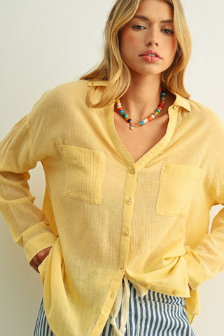 Harlow Beachside Button Down Top - Butter