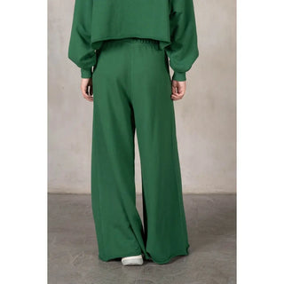 Wells Heavy Cotton French Terry Wide Leg Sweatpants - Hunter Green