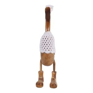 20" Wooden Duck w/ Knit Hat & Sweater