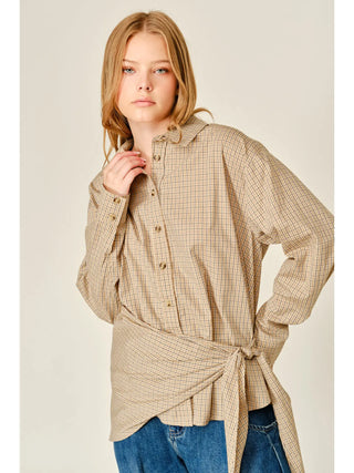 Jenna Oxford Plaid Button Down // Taupe Plaid