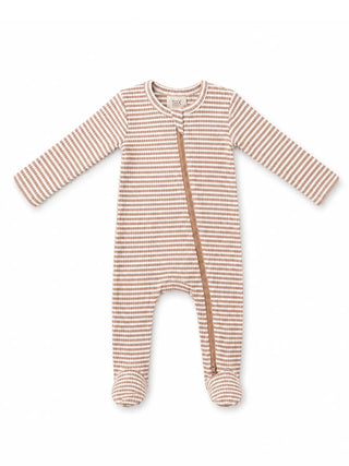 Tan Stripe Ribbed 2-Way Footie