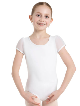 11311C Puff Sleeve Keyhole Leotard - White