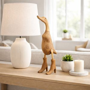 21" Wooden Duck w/ Rainboots