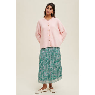 Petunia Soft-Touch Button Up Sweater / Ballet