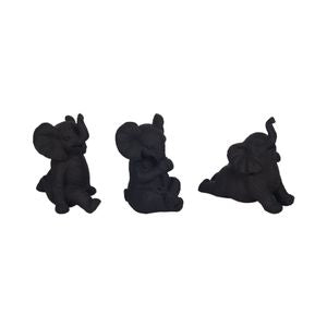 Stone Look Yoga Elephant Decor - Antique Black