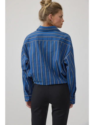 Sera Dark Blue Stripe Button Down