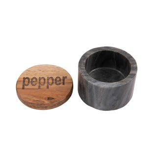 Marble Pepper Pot w/ Wood Lid