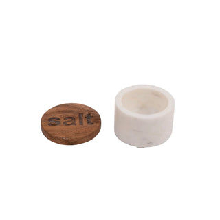 Marble Salt Pot w/ Wood Lid