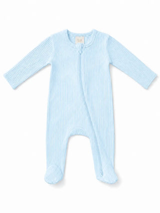 Baby Blue Ribbed 2-Way Zip Footie