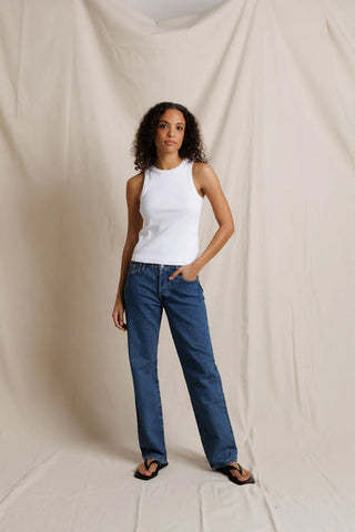 Daphne Heavy Rib High Neck Tank - White // Perfect White Tee