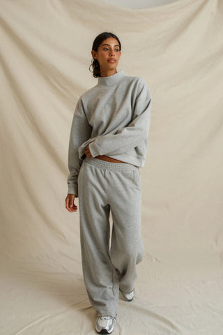 Delaney French Terry LS Mock Neck - Heather Grey // Perfect White Tee