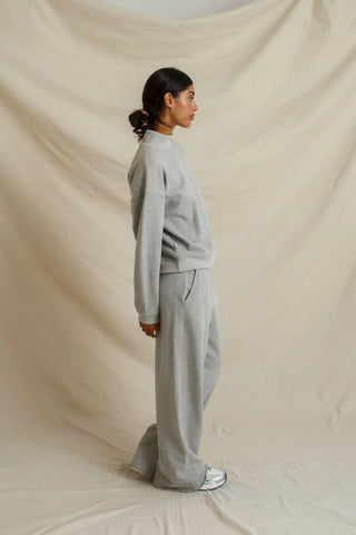 Delaney French Terry LS Mock Neck - Heather Grey // Perfect White Tee