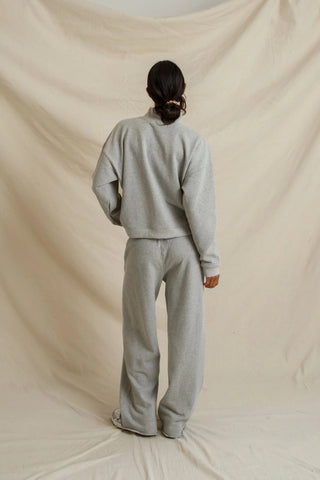 Delaney French Terry LS Mock Neck - Heather Grey // Perfect White Tee
