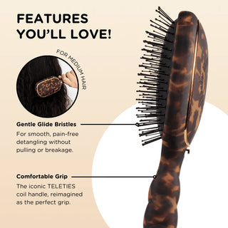 Detangler Hair Brush for Medium Hair - Tortoise // Teleties