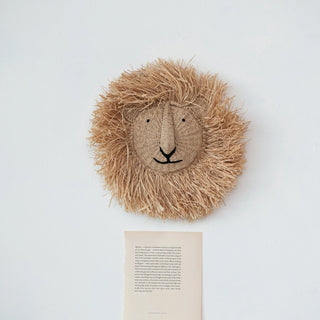 Lion Head Shaped Wall Decor / Dried Raffia
