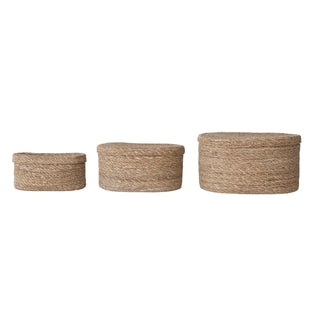 Hand Woven Seagrass Flat Oval Baskets