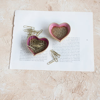 Stoneware Heart Shaped Gemstone Ring Dish