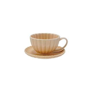Pleated Mug w/ Saucer / Blush