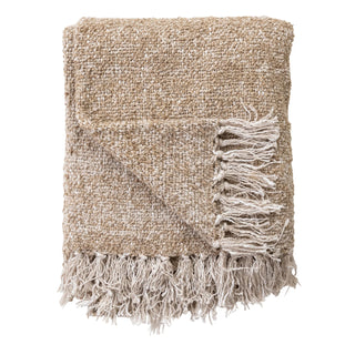 Woven Acrylic Blend Throw Blanket w/ Fringe - Brown & Natural - 60" x 50"